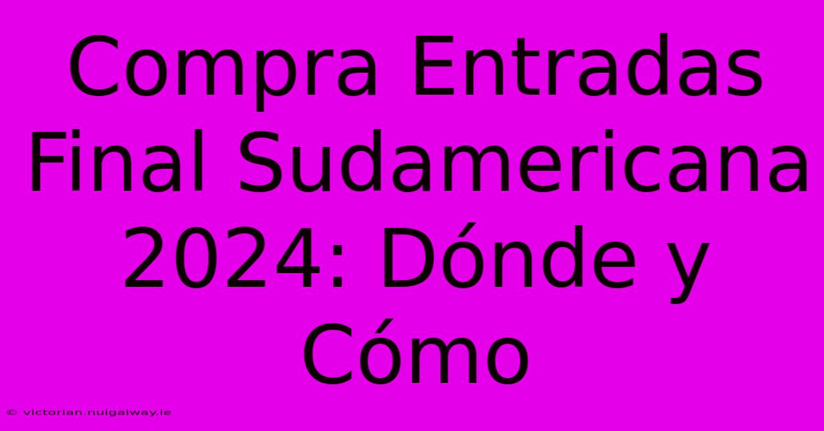 Compra Entradas Final Sudamericana 2024: Dónde Y Cómo 