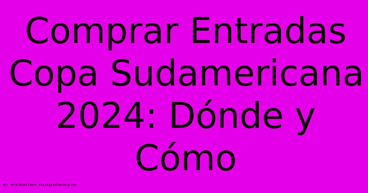 Comprar Entradas Copa Sudamericana 2024: Dónde Y Cómo