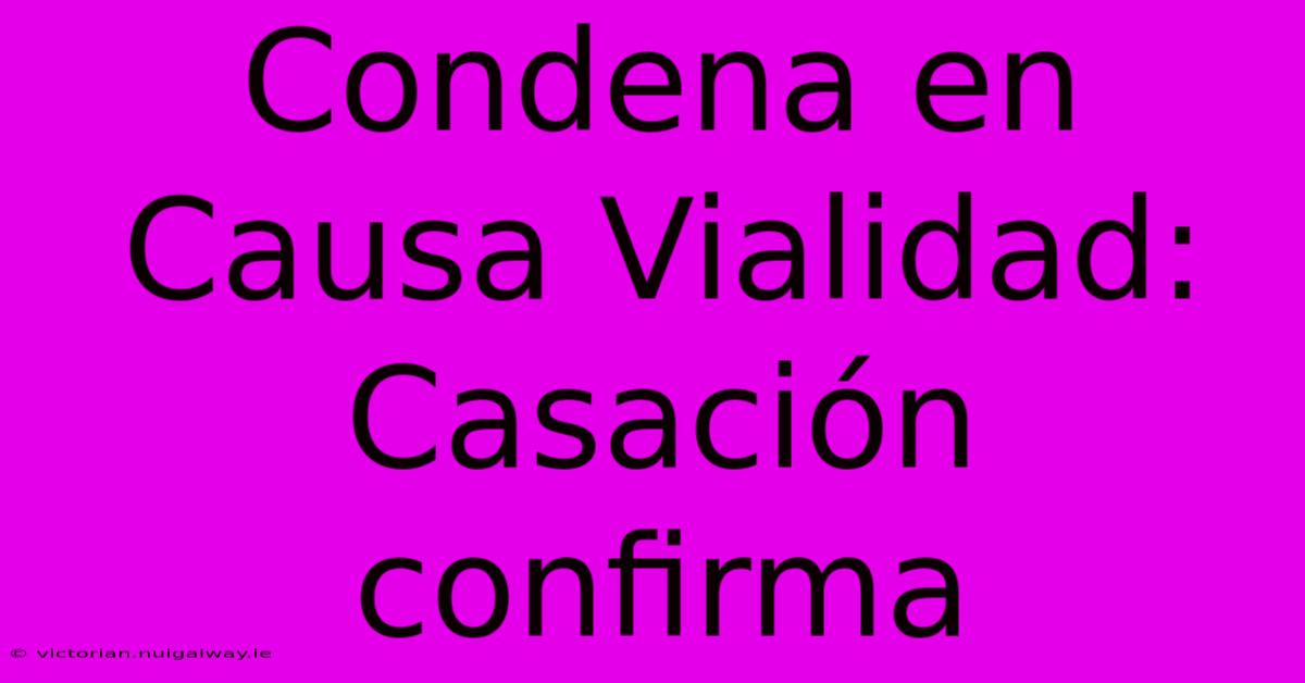 Condena En Causa Vialidad: Casación Confirma 