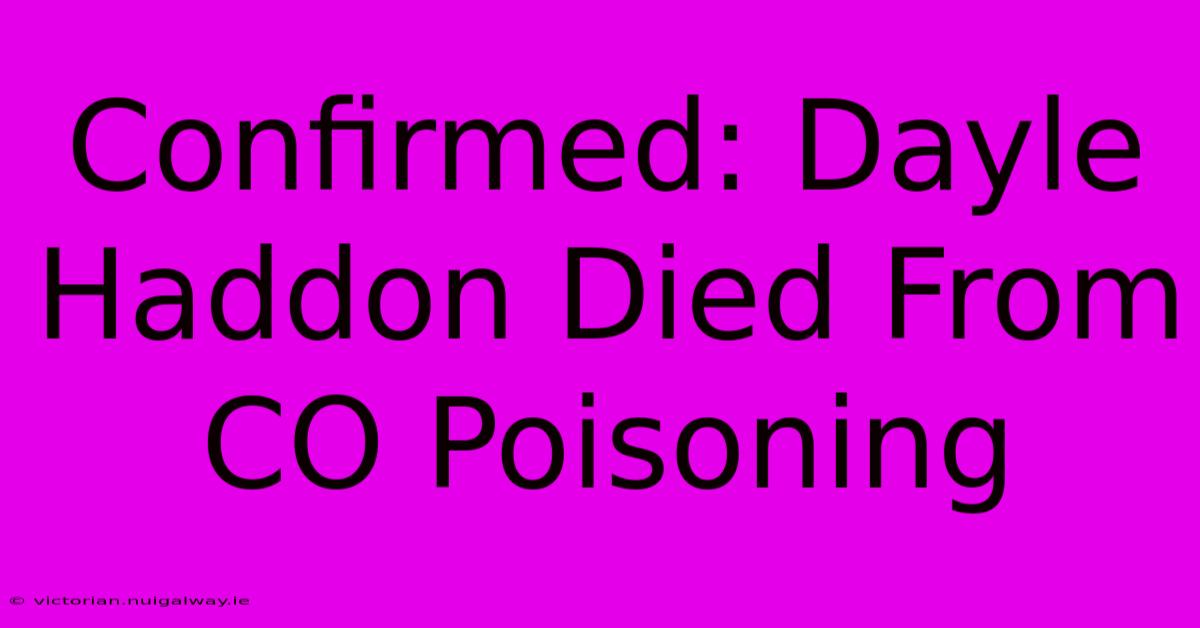 Confirmed: Dayle Haddon Died From CO Poisoning