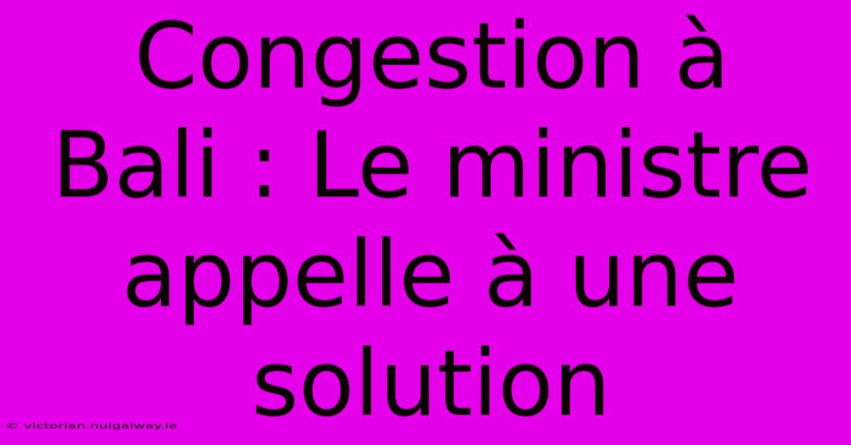 Congestion À Bali : Le Ministre Appelle À Une Solution