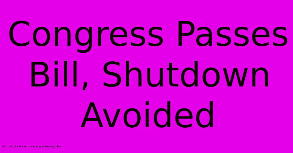 Congress Passes Bill, Shutdown Avoided