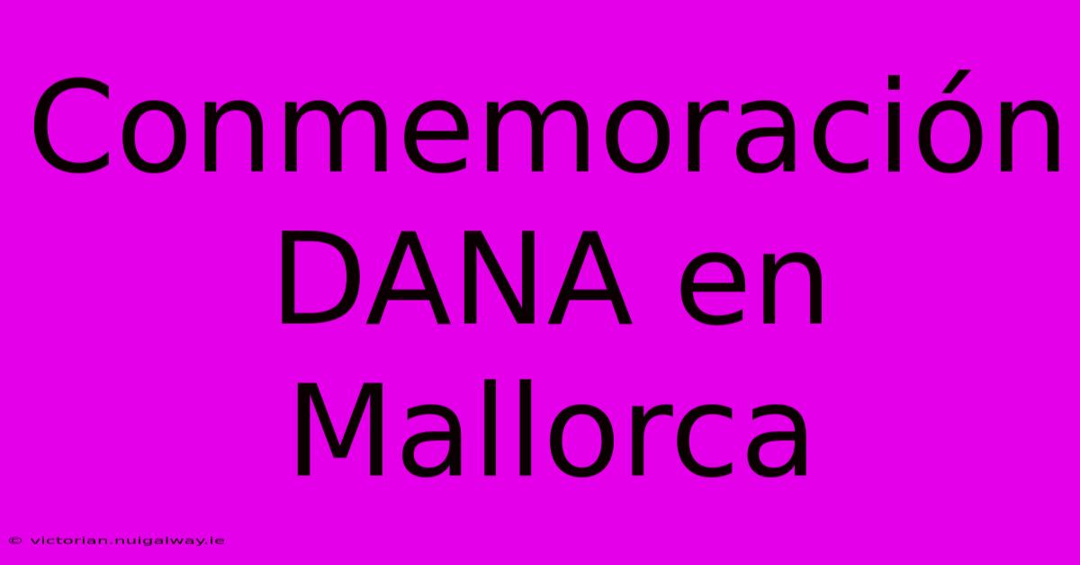 Conmemoración DANA En Mallorca