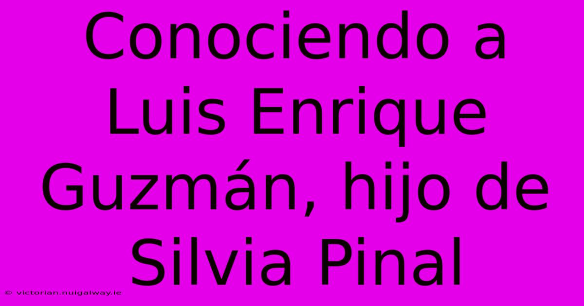 Conociendo A Luis Enrique Guzmán, Hijo De Silvia Pinal