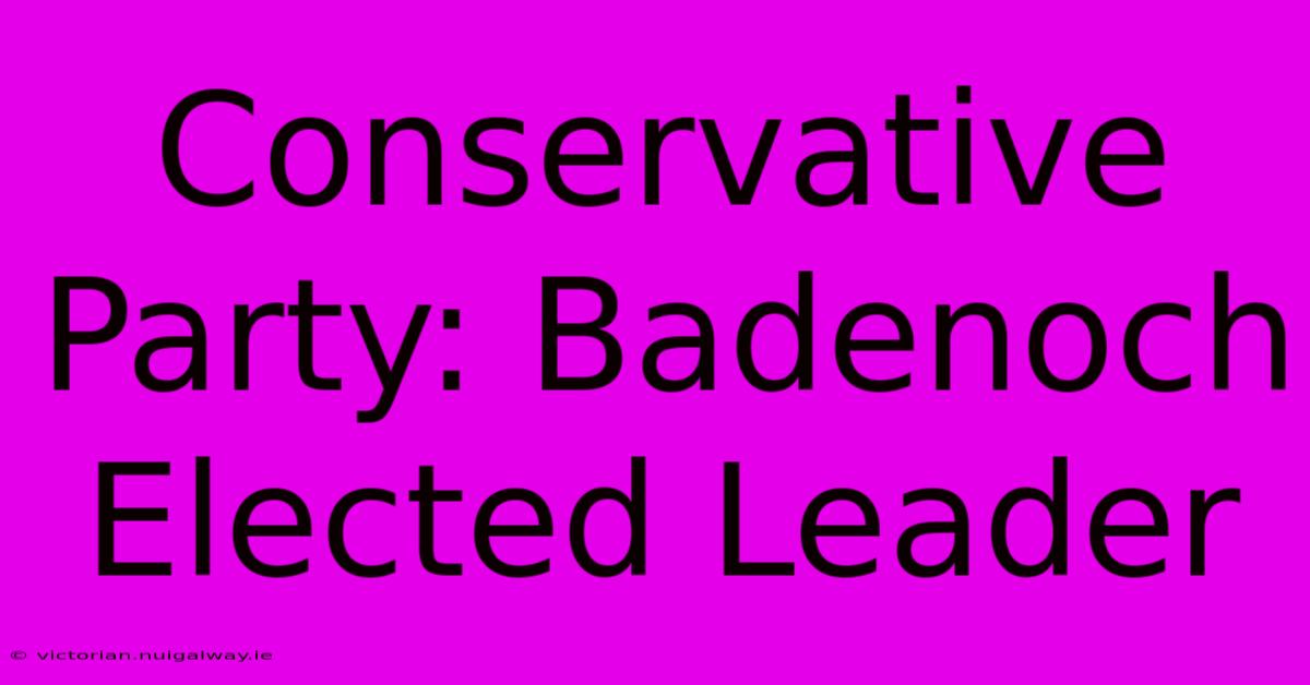 Conservative Party: Badenoch Elected Leader 