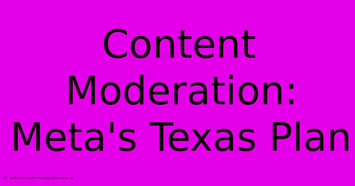 Content Moderation: Meta's Texas Plan