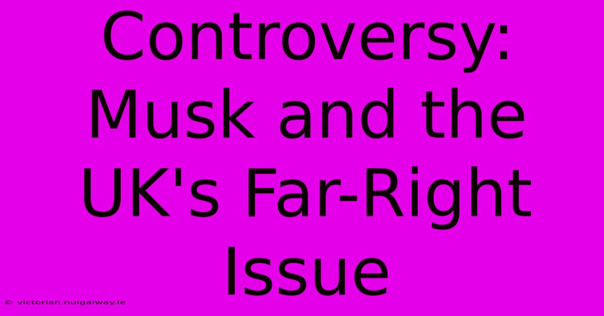 Controversy: Musk And The UK's Far-Right Issue