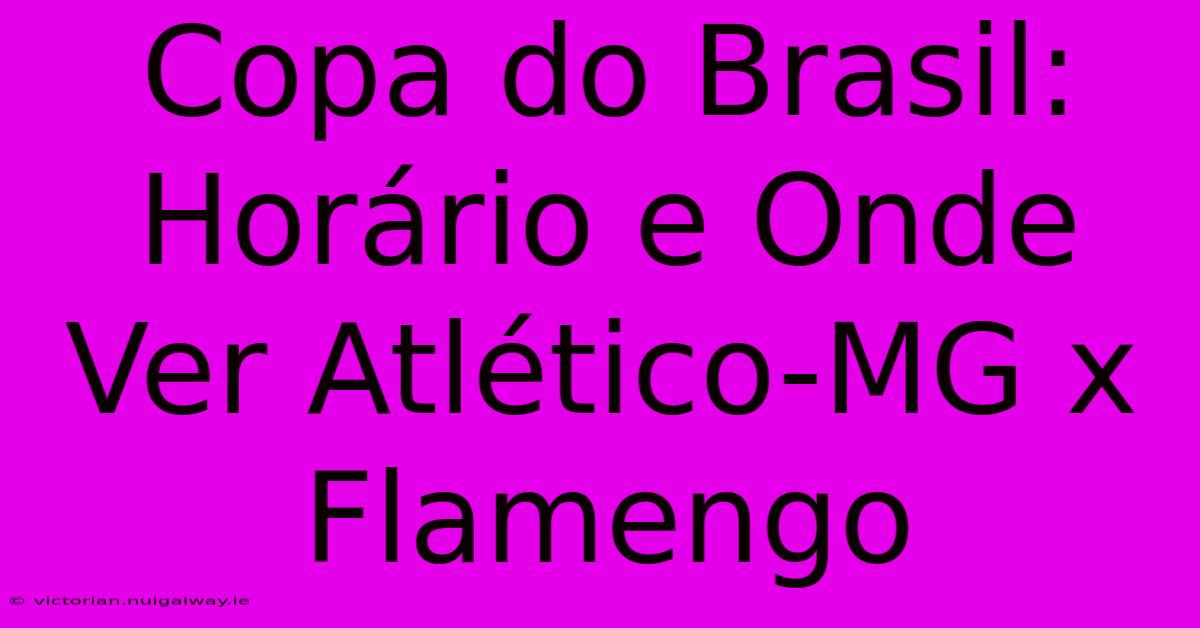 Copa Do Brasil: Horário E Onde Ver Atlético-MG X Flamengo 