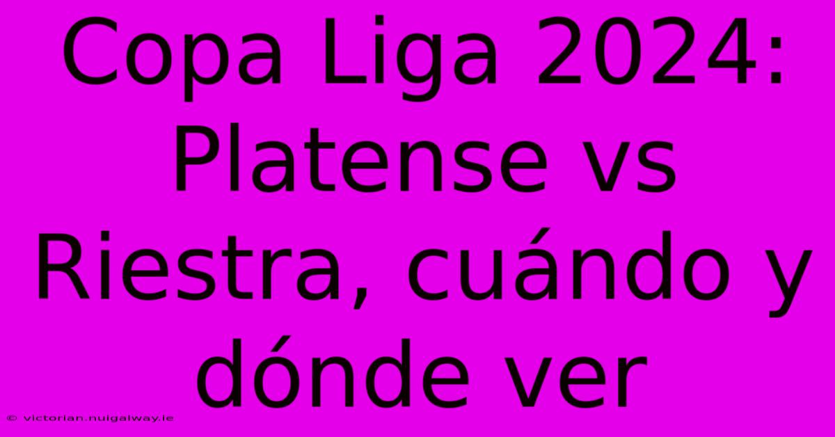 Copa Liga 2024: Platense Vs Riestra, Cuándo Y Dónde Ver