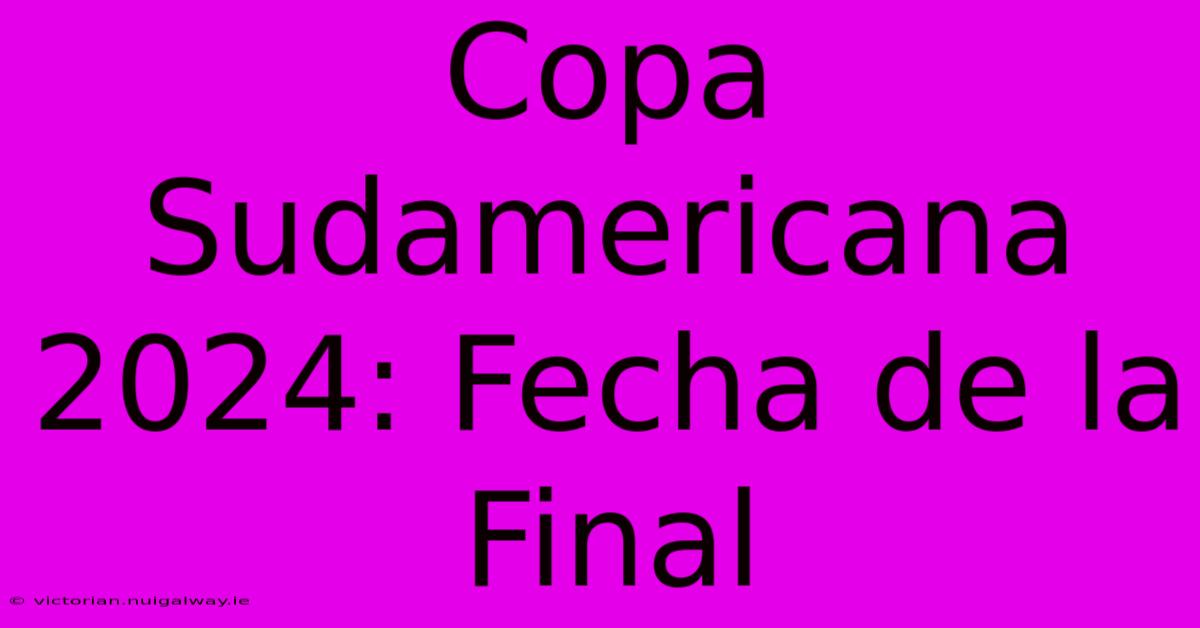 Copa Sudamericana 2024: Fecha De La Final