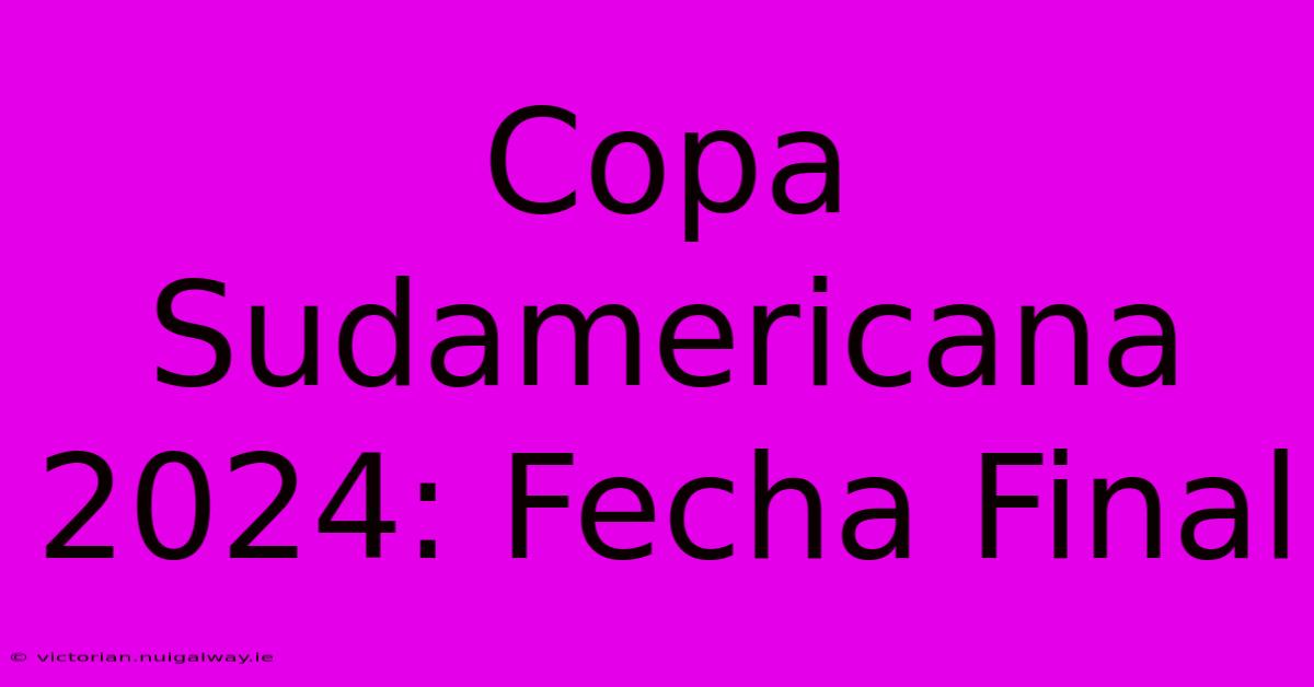 Copa Sudamericana 2024: Fecha Final