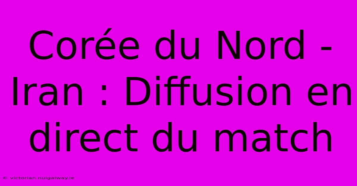 Corée Du Nord - Iran : Diffusion En Direct Du Match 