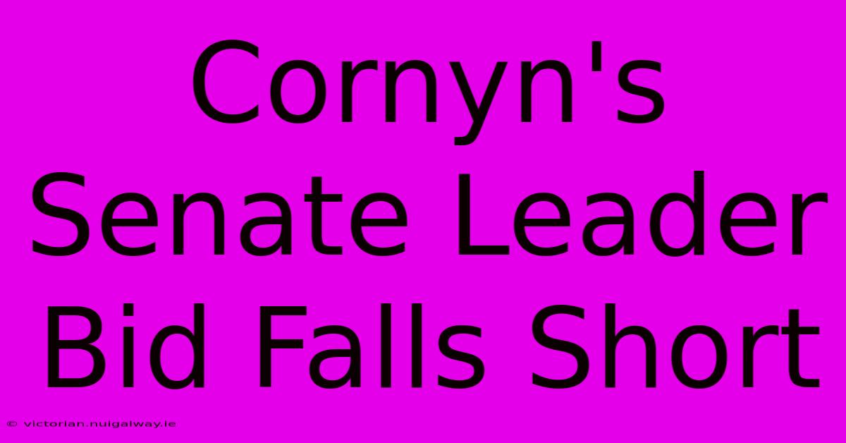 Cornyn's Senate Leader Bid Falls Short