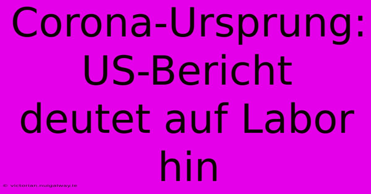 Corona-Ursprung: US-Bericht Deutet Auf Labor Hin