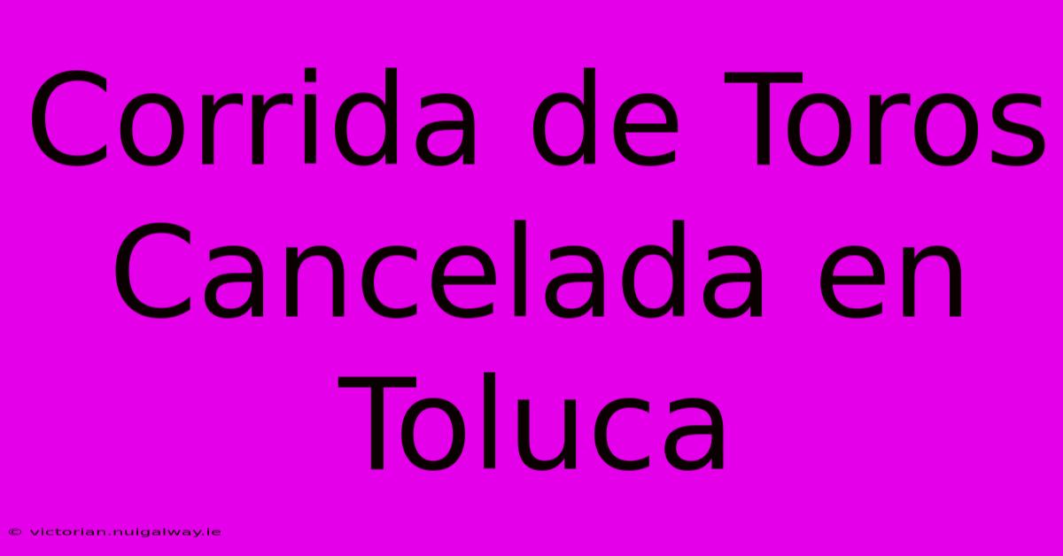 Corrida De Toros Cancelada En Toluca