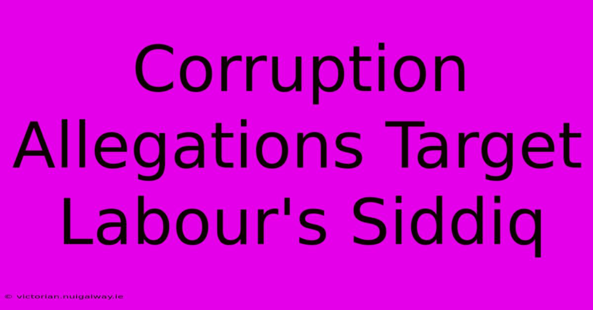 Corruption Allegations Target Labour's Siddiq