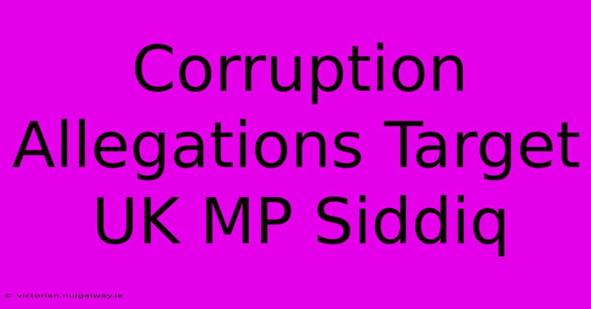 Corruption Allegations Target UK MP Siddiq