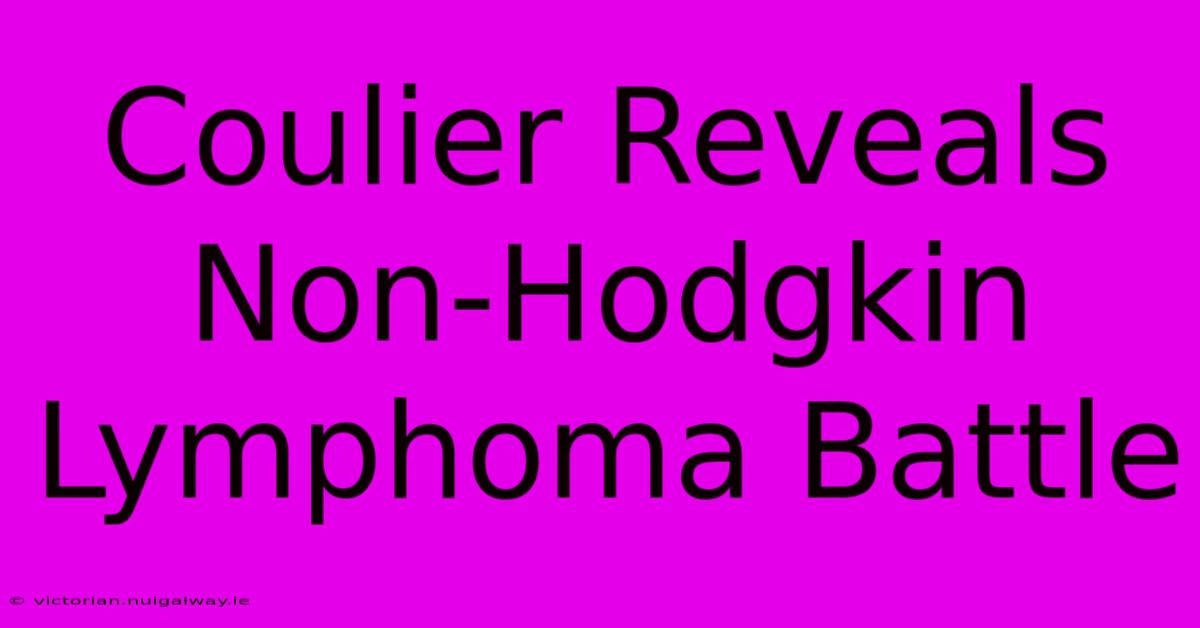Coulier Reveals Non-Hodgkin Lymphoma Battle