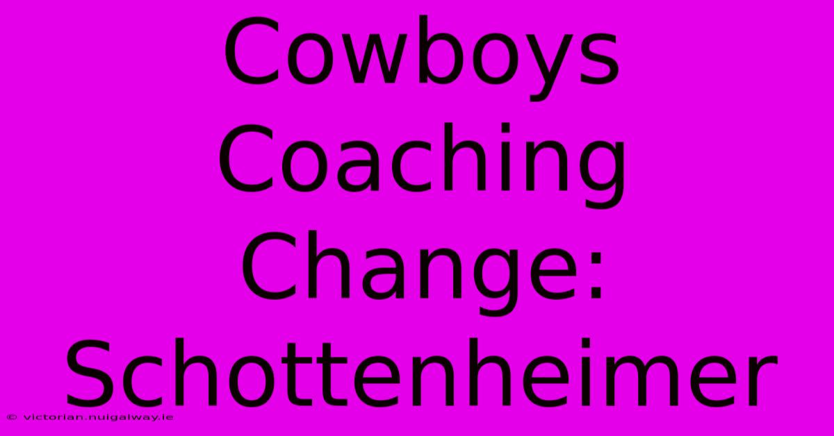 Cowboys Coaching Change: Schottenheimer