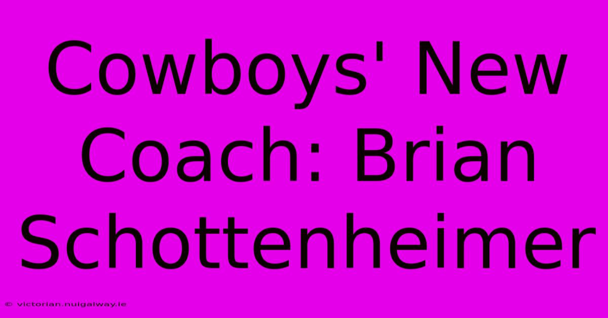 Cowboys' New Coach: Brian Schottenheimer