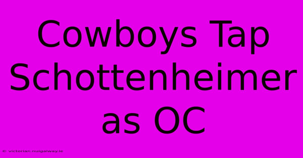 Cowboys Tap Schottenheimer As OC