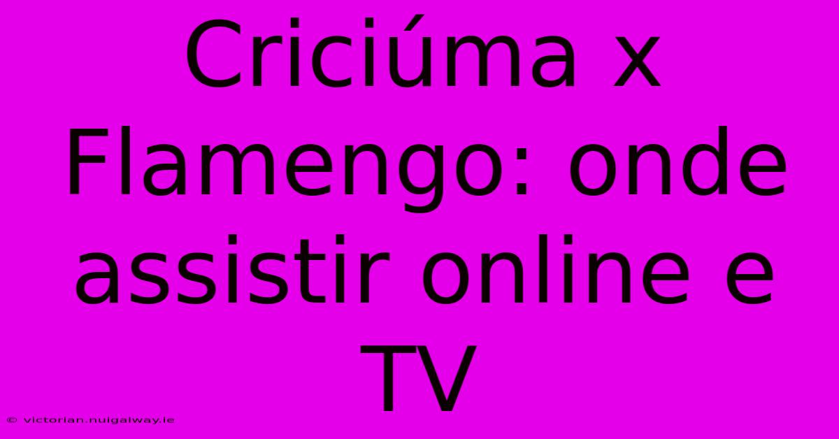 Criciúma X Flamengo: Onde Assistir Online E TV