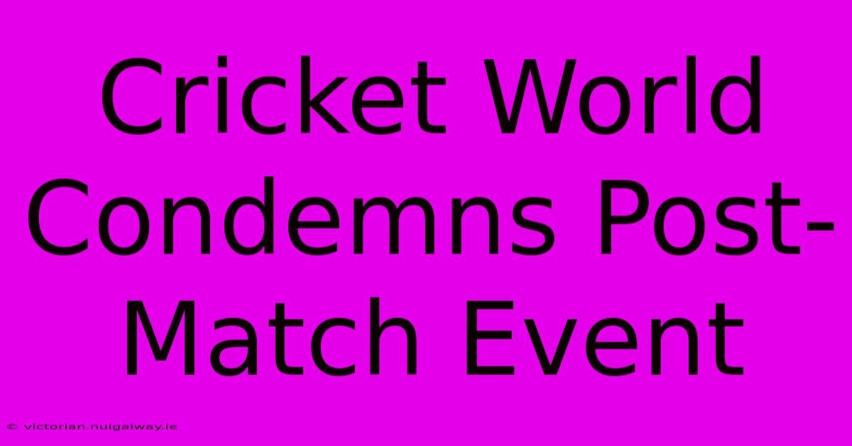 Cricket World Condemns Post-Match Event