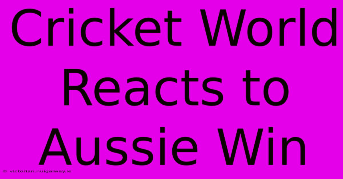 Cricket World Reacts To Aussie Win