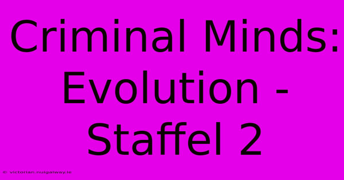 Criminal Minds: Evolution - Staffel 2