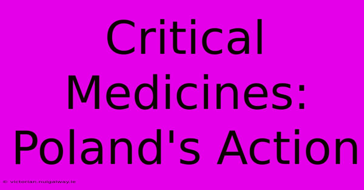 Critical Medicines: Poland's Action