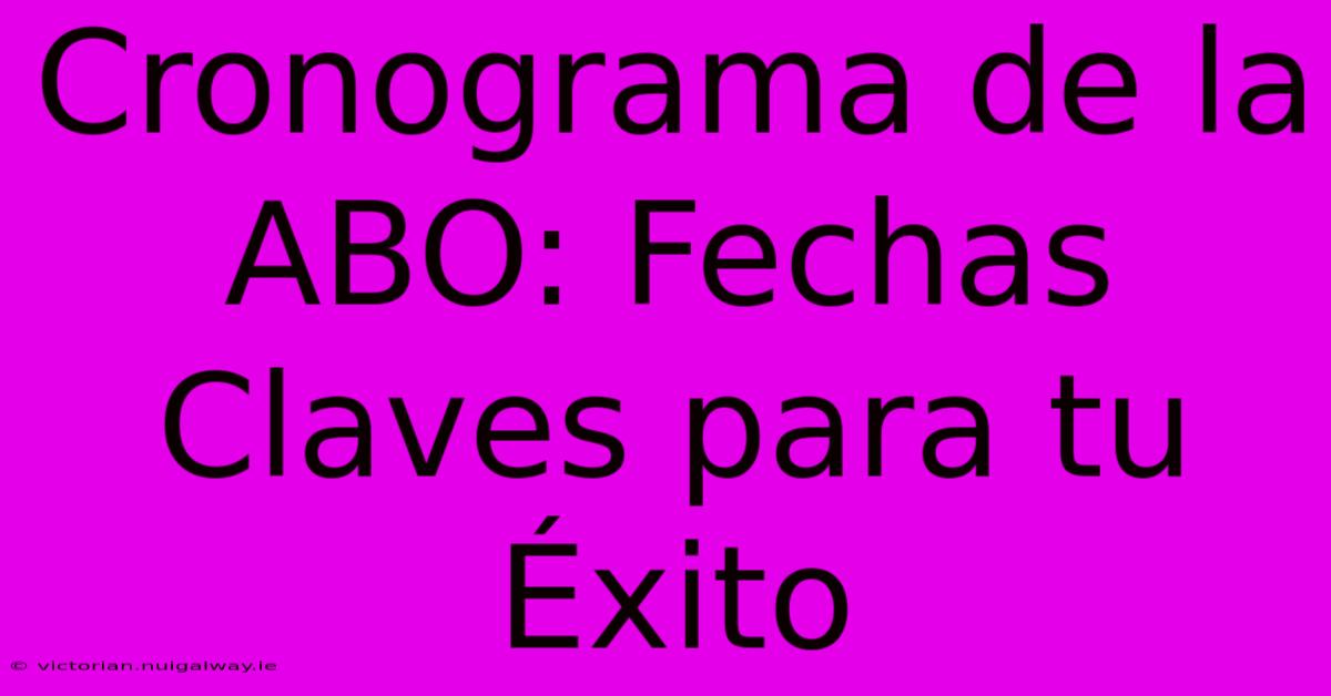 Cronograma De La ABO: Fechas Claves Para Tu Éxito