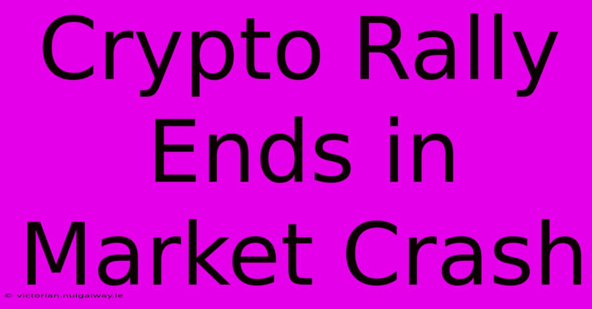 Crypto Rally Ends In Market Crash