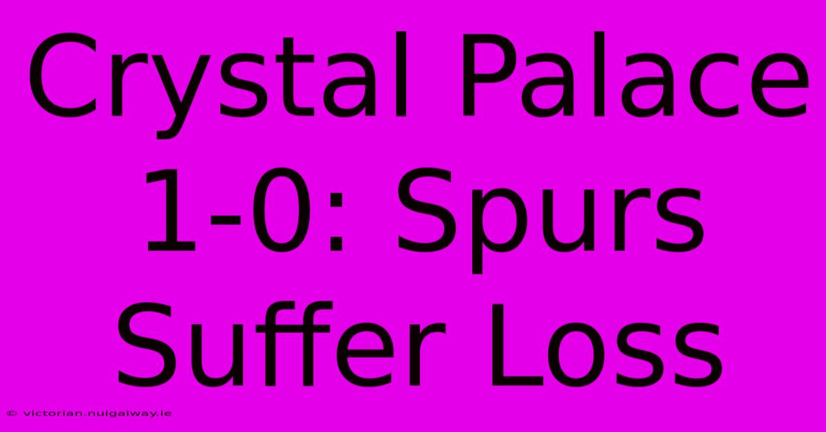 Crystal Palace 1-0: Spurs Suffer Loss 