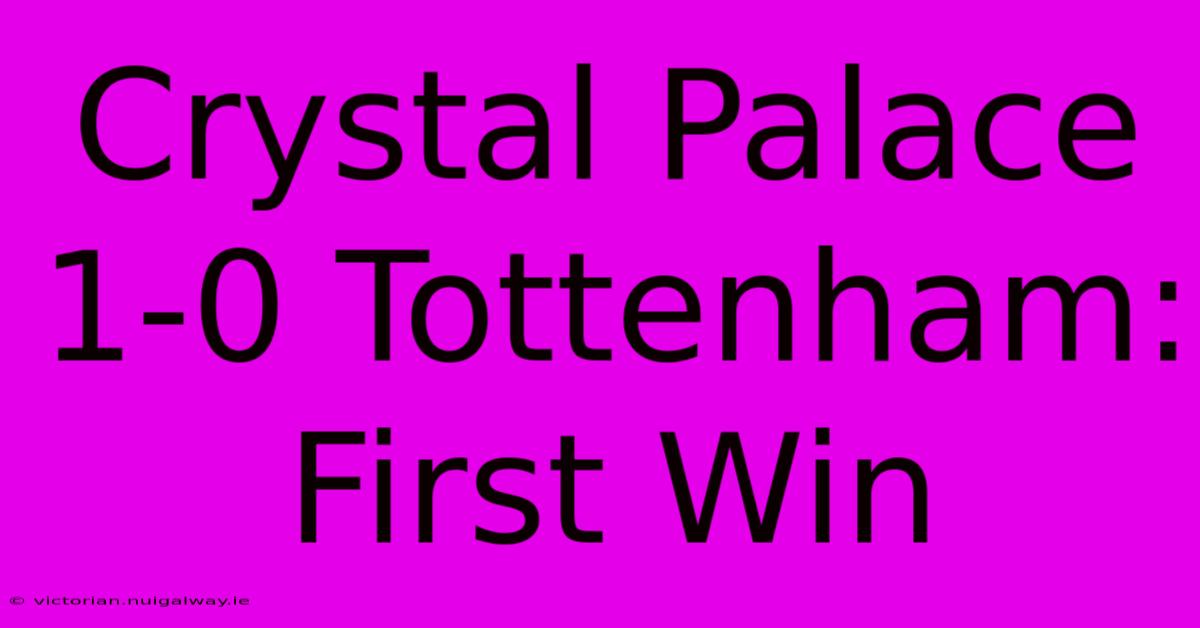 Crystal Palace 1-0 Tottenham: First Win