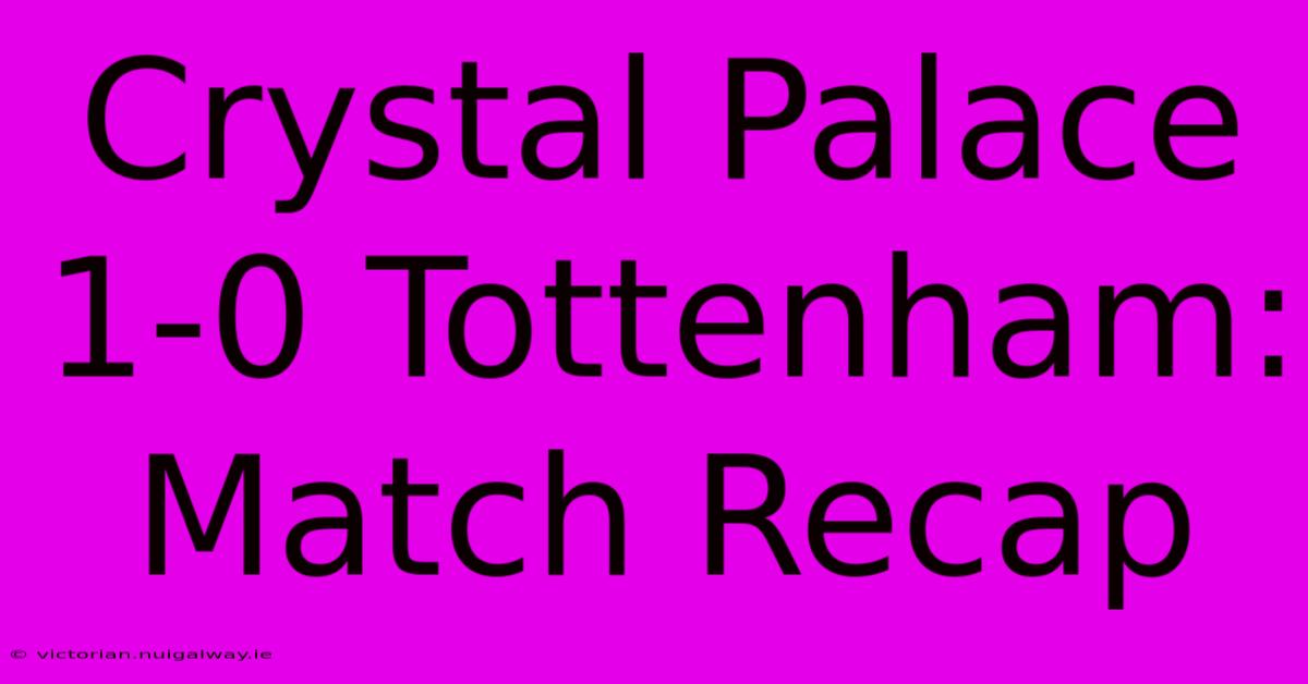 Crystal Palace 1-0 Tottenham: Match Recap