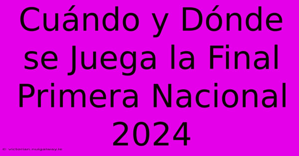 Cuándo Y Dónde Se Juega La Final Primera Nacional 2024