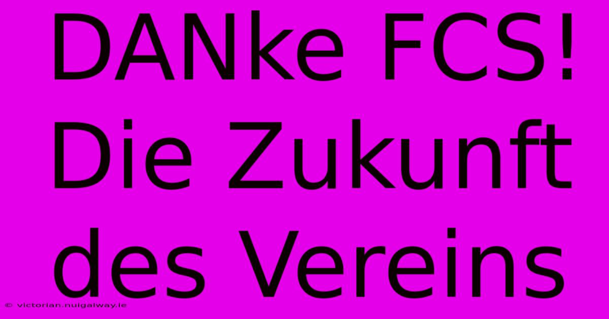 DANke FCS! Die Zukunft Des Vereins