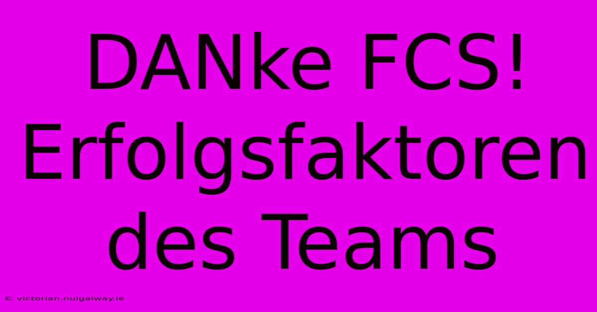 DANke FCS! Erfolgsfaktoren Des Teams