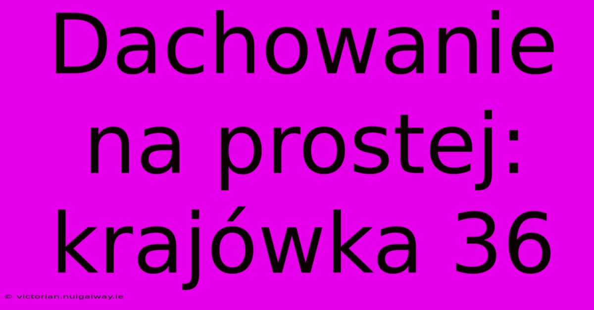 Dachowanie Na Prostej: Krajówka 36