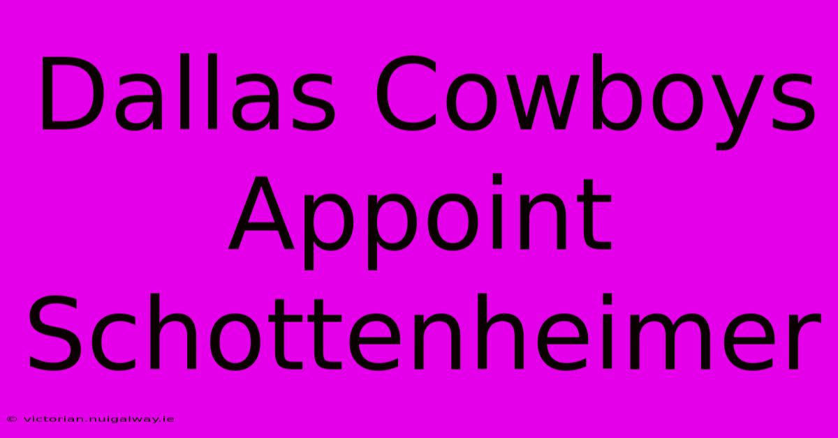 Dallas Cowboys Appoint Schottenheimer