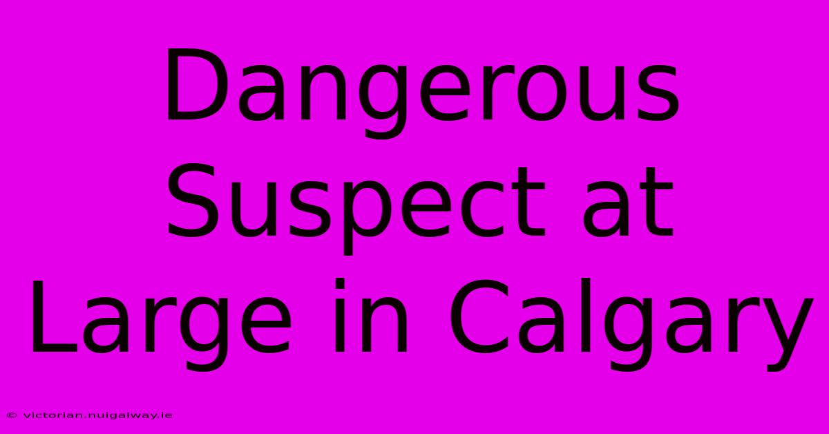 Dangerous Suspect At Large In Calgary