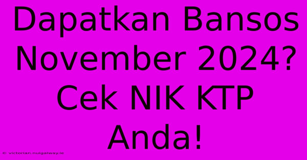 Dapatkan Bansos November 2024? Cek NIK KTP Anda!