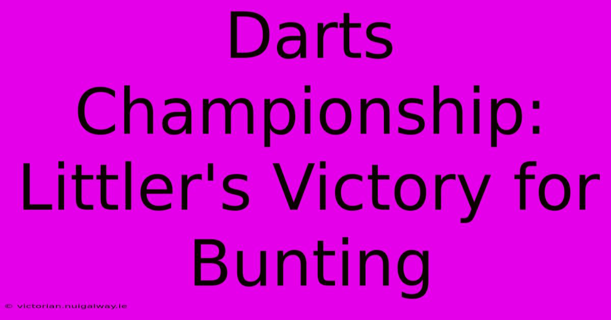 Darts Championship: Littler's Victory For Bunting