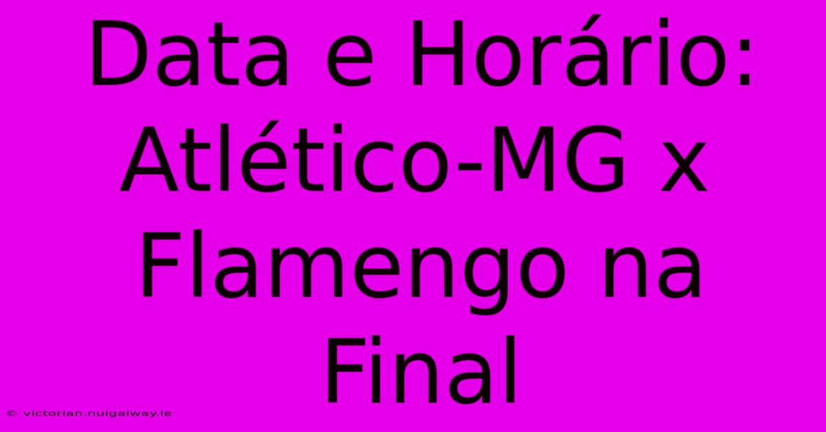 Data E Horário: Atlético-MG X Flamengo Na Final