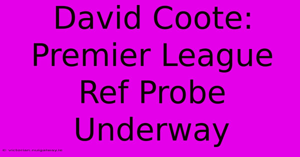 David Coote: Premier League Ref Probe Underway