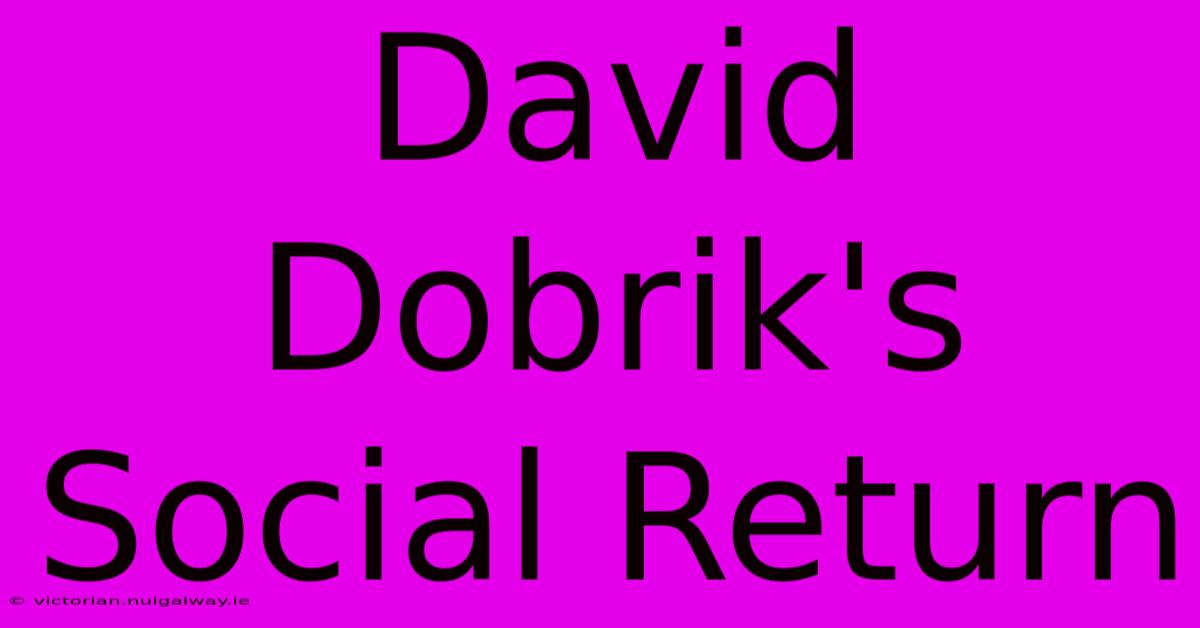 David Dobrik's Social Return