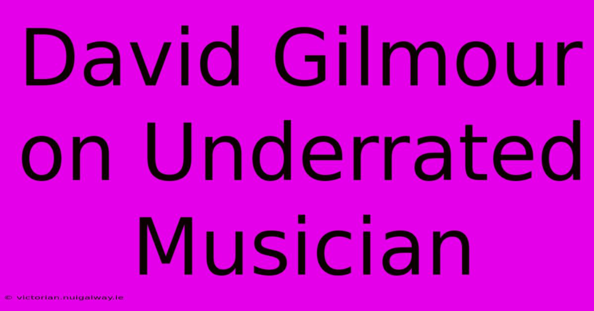 David Gilmour On Underrated Musician 