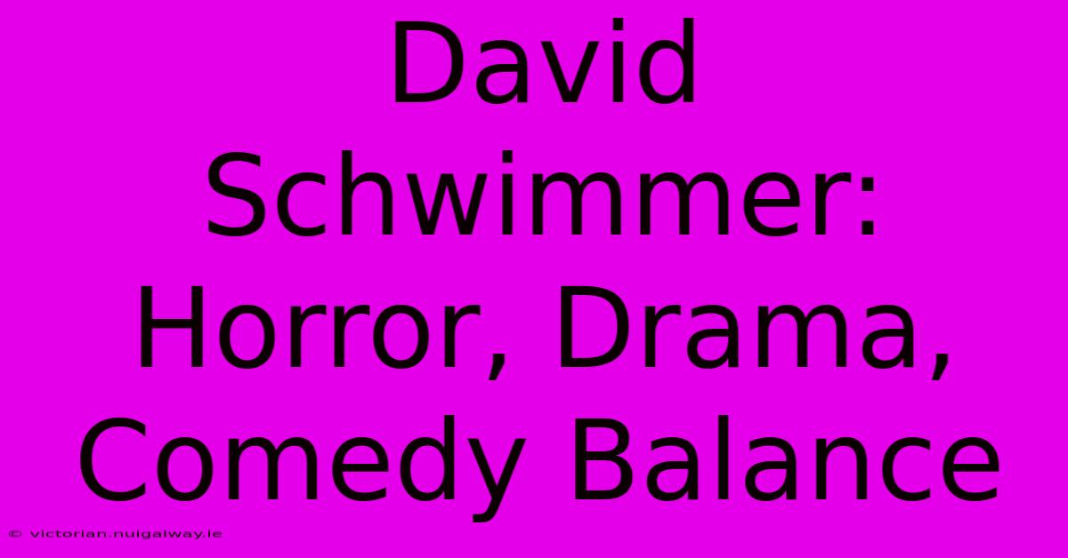 David Schwimmer: Horror, Drama, Comedy Balance