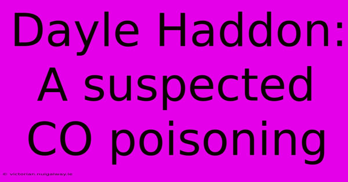 Dayle Haddon: A Suspected CO Poisoning