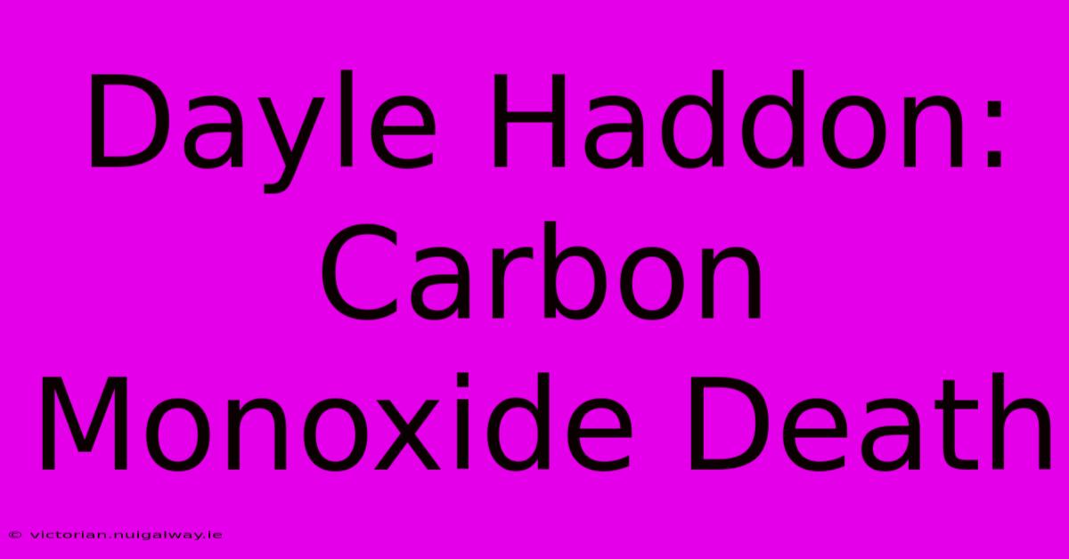 Dayle Haddon: Carbon Monoxide Death